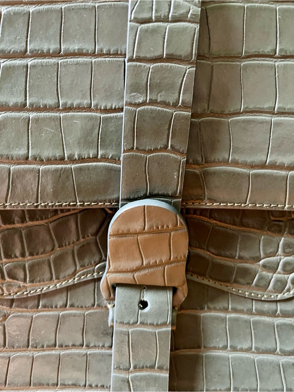 SENREVE Large Maestra Bag β Dragon Forest Green Croc Embossed Leather (NWOT) - Picture 7 of 11